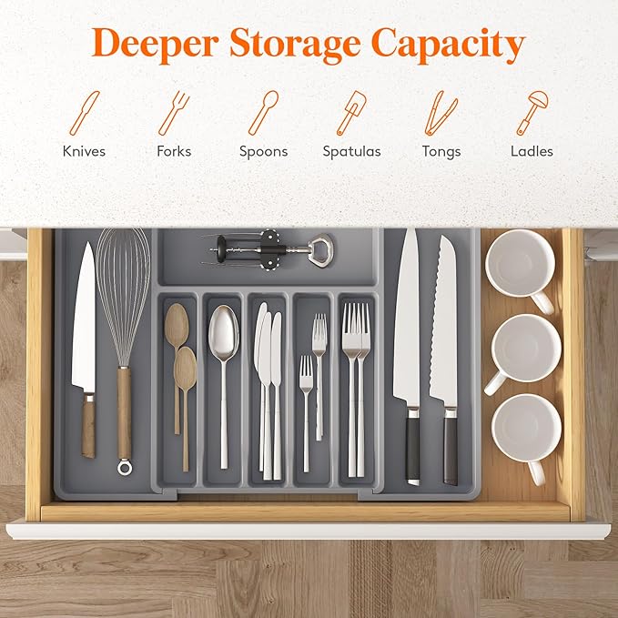 Lifewit Silverware Drawer Organizer, Expandable Utensil Tray - Image 4
