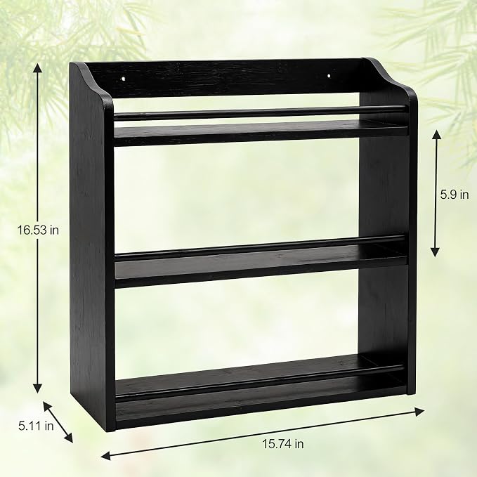 3 Tier Bamboo Spice Rack, Seasoning Jars Rack Shelf Spice Organizer - Image 2