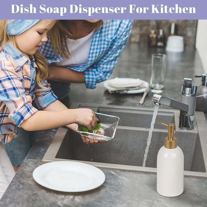 Natheeph 14OZ Ceramic Soap Dispenser Ceramic Soap Pump Dispenser Can Fill Liquid - Image 6