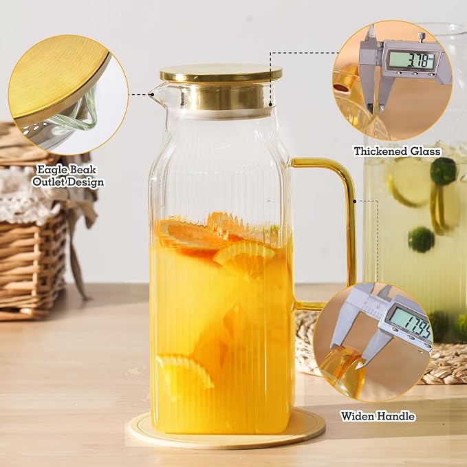 2 Pack 68oz/2 Liter Square Glass Pitcher - Image 3