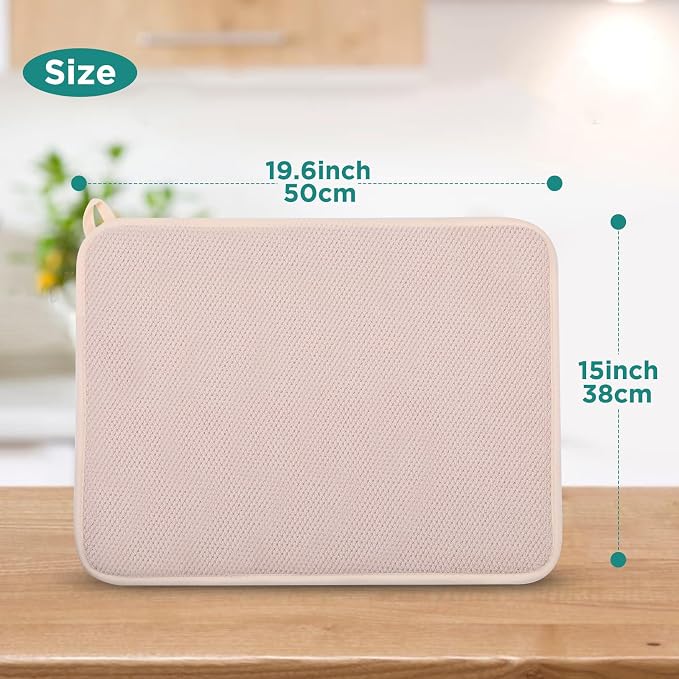 GeeRic Microfiber Dish Drying Mat, Super Absorbent Kitchen Dish Drying Pad - Image 2