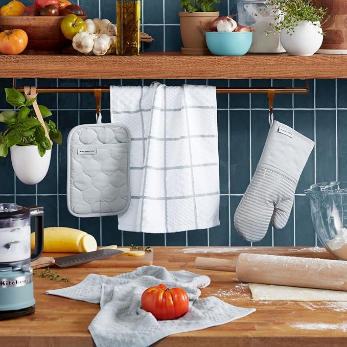 KITCHENAID Quilted Cotton Terry Cloth Oven Mitt, Pot Holder, Kitchen Towel - Image 2