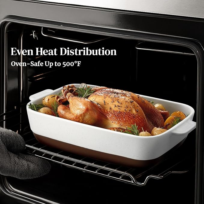 DOWAN Ceramic Casserole Dish for Oven, 9x13 Deep Lasagna Pan, Large Baking Dish - Image 4