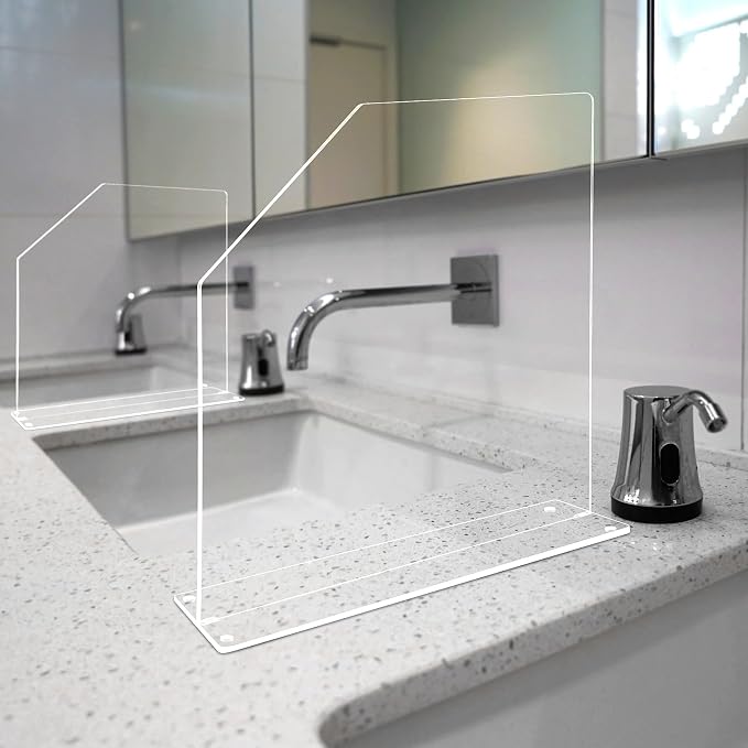 Vesici 2 Pcs Clear Acrylic Sink Splash Guard Freestanding Panel Barrier - Image 6