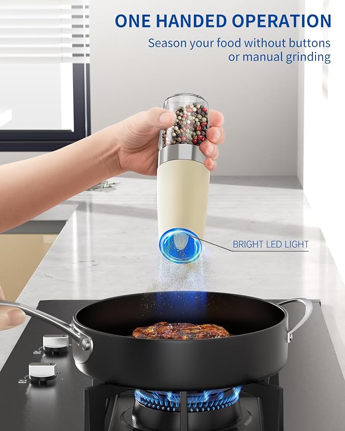 CIRCLE JOY Gravity Electric Salt and Pepper Grinder Set Automatic Salt and - Image 4