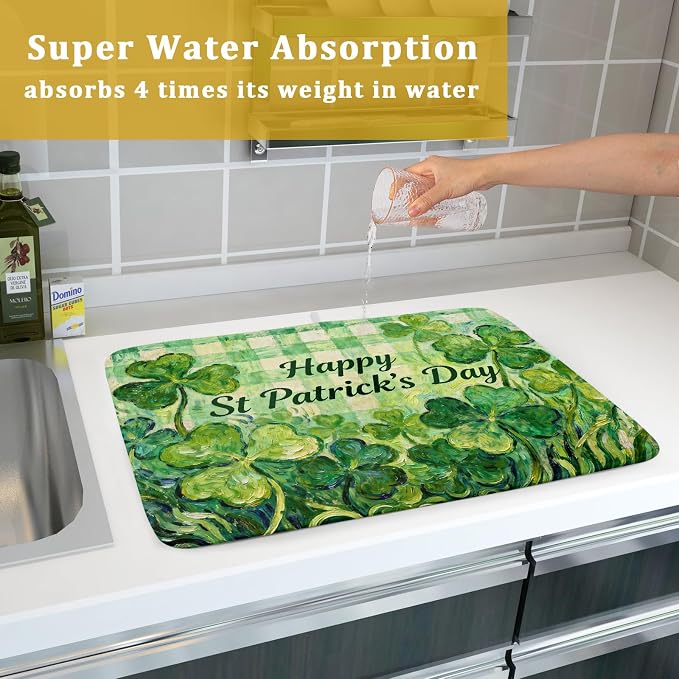 St Patrick's Day Shamrock Dish Drying Mat - Image 7
