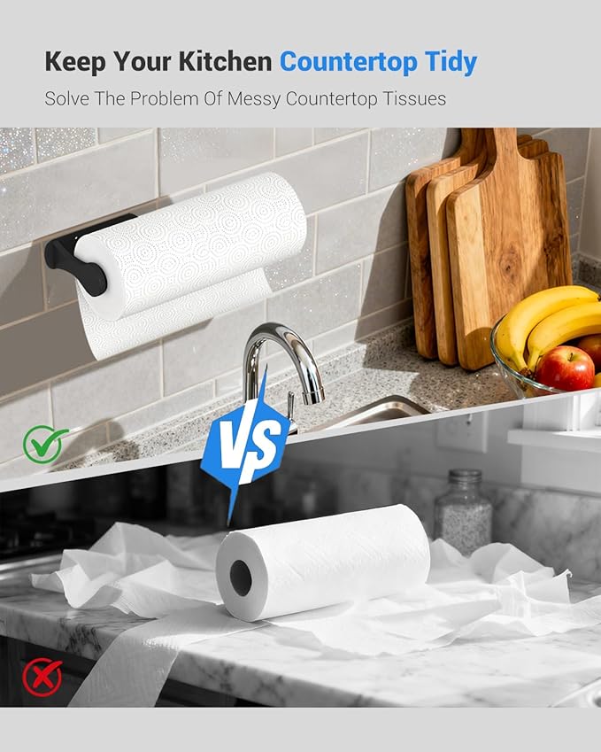 Paper Towel Holder Under Cabinet, One-Handed Tear, Wall Mount, Paper Roll Holder - Image 3