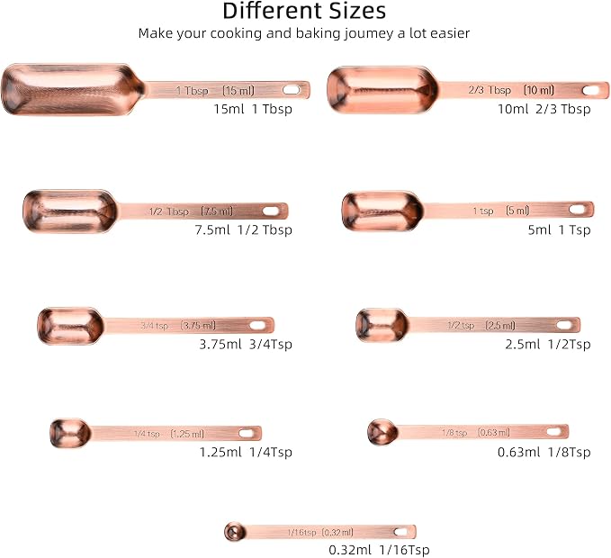 Measuring Cups and Spoons Set, Copper Measuring Cups and Spoons Set - Image 6