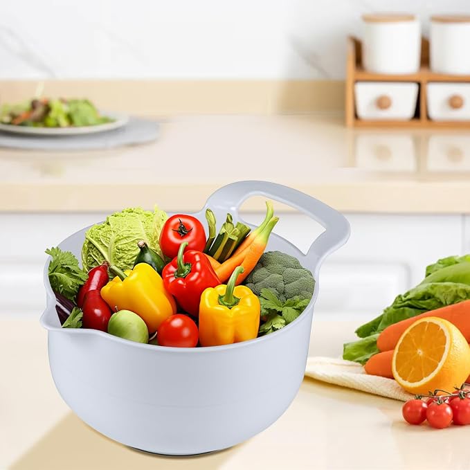 Mixing Bowls - 4 Piece Nesting Plastic Mixing Bowl Set - Non Slip Bottom and - Image 6