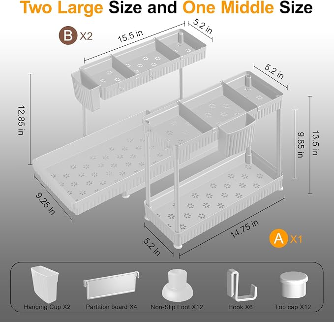 Sevenblue 3 Pack Multi-Purpose Under Sink Organizers and Storage, 2026 L-Shaped - Image 5