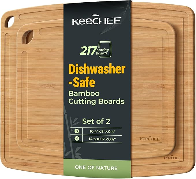 Keechee Dishwasher Safe Bamboo Cutting Boards Durable Lightweight Wood Cutting by Keechee