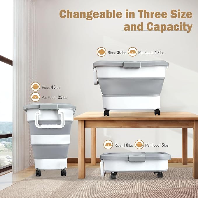 Komzon Rice Storage Container, Collapsible Airtight Food Storage Containers - Image 7