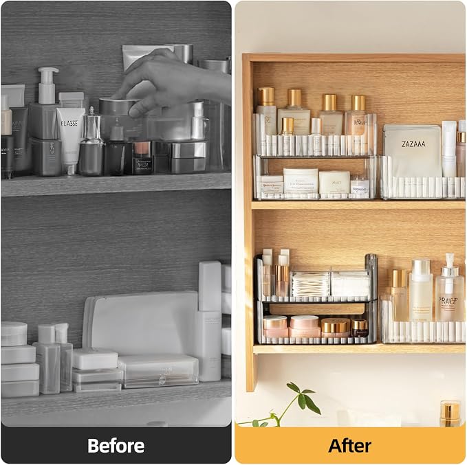 PAVSTINE 2-Tier Stackable Medicine Cabinet Organizer, Narrow Bathroom Makeup - Image 7