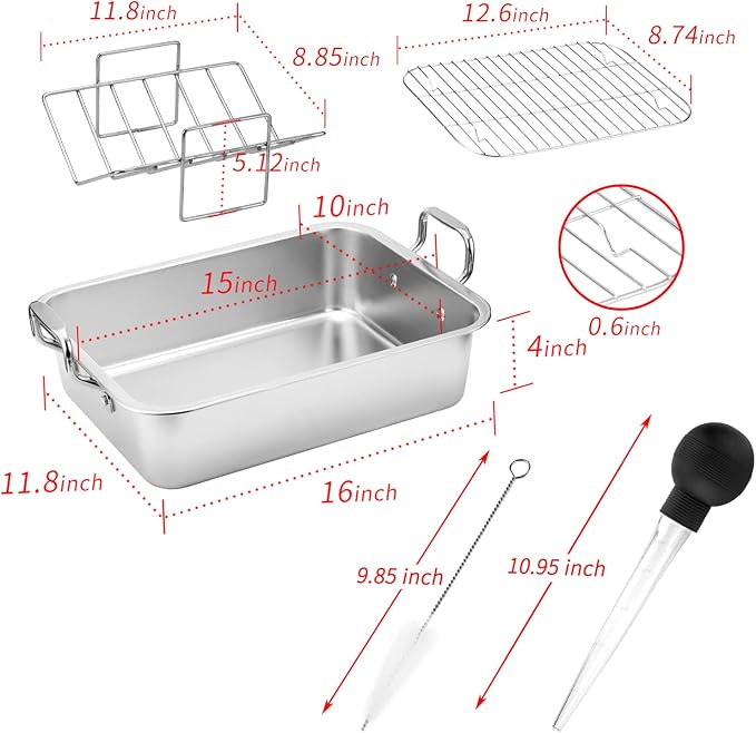 15 Inch Stainless Steel Roasting Pan - Image 3