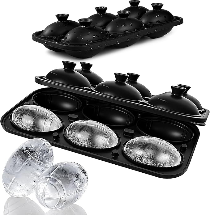 Silicone Large Ice Cube Tray, 6 Big Football Ice Cube Trays - Image 2