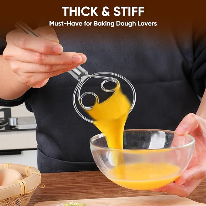 Maxjoy Danish Dough Whisk Stainless Steel Hook Dutch Style Bread Mixer - Image 5