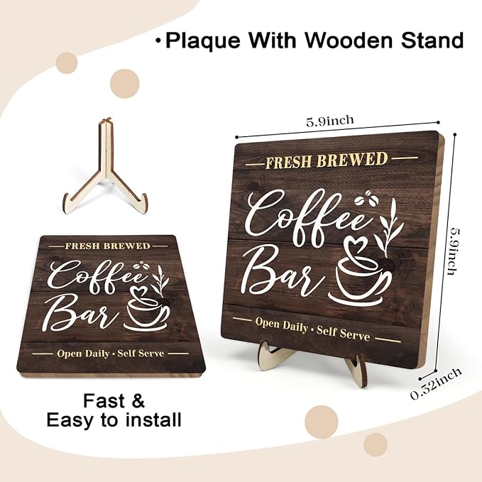 Coffee Bar Sign Plaque, Rustic Wooden Tabletop Plaque - Image 2
