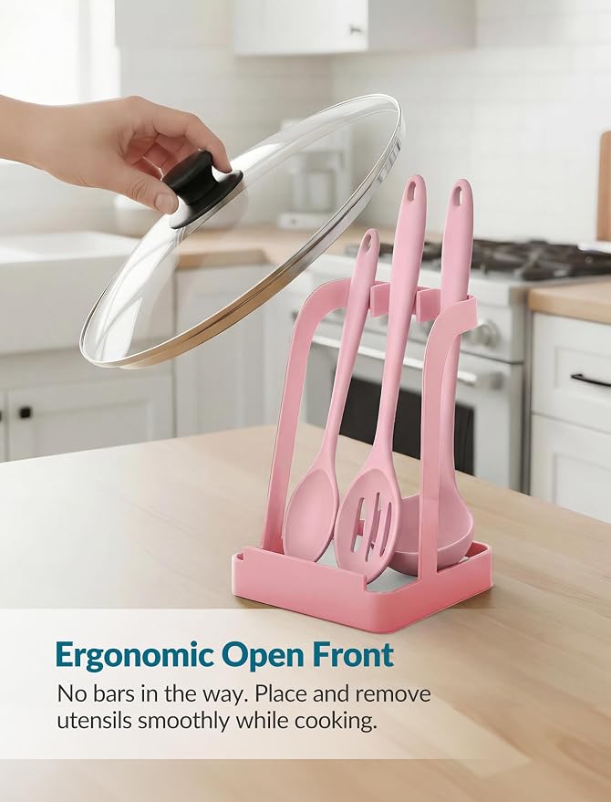 NiHome Kitchen Utensil Holder for Pot Lids & Spoons Pink Kitchen Accessories - Image 6