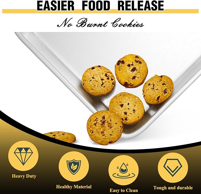 Commercial Quality Baking Sheet Pan Set, Natural Aluminum Cookie Sheet - Image 7