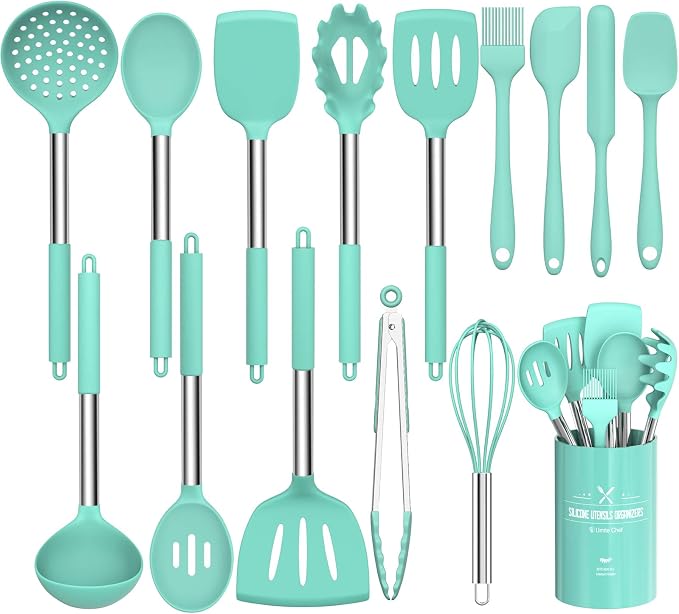 Silicone Cooking Utensil Set, Umite Chef 15pcs Silicone Cooking Kitchen by UmiteChef