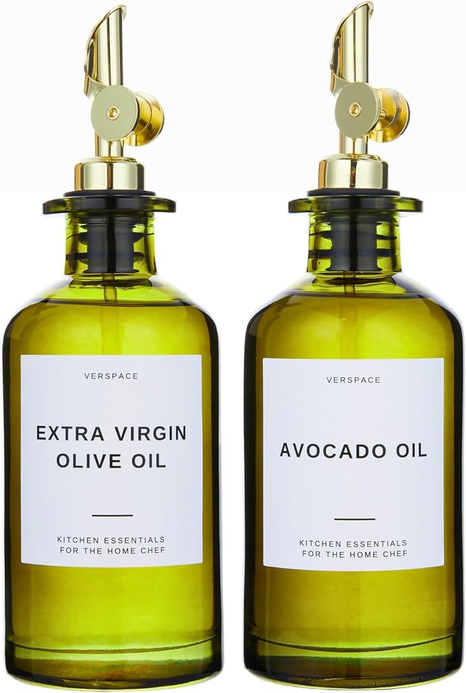 Verspace UV-Protected Green Glass Olive Oil Dispenser Bottles by Verspace