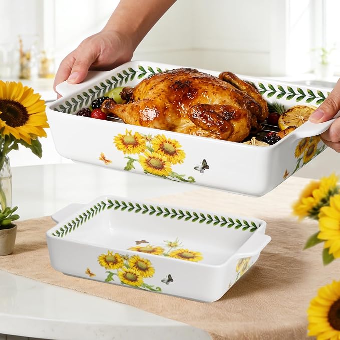 ACMLIFE Ceramic Casserole Dish Set, Ceramic Baking Dish by ACMLIFE