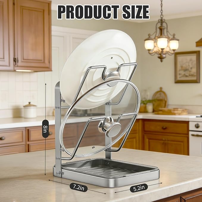 304 Stainless Steel Pot Lid Holder While Cooking, Pot Lid Organizer Rack - Image 2