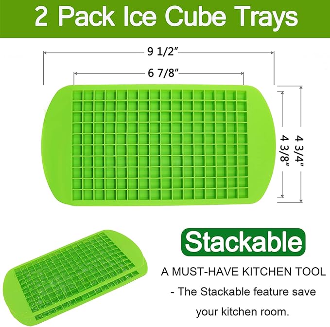 Silicone Mini Ice Cube Trays 2 Pack, 160 Small Ice Cube Molds Easy Release - Image 6