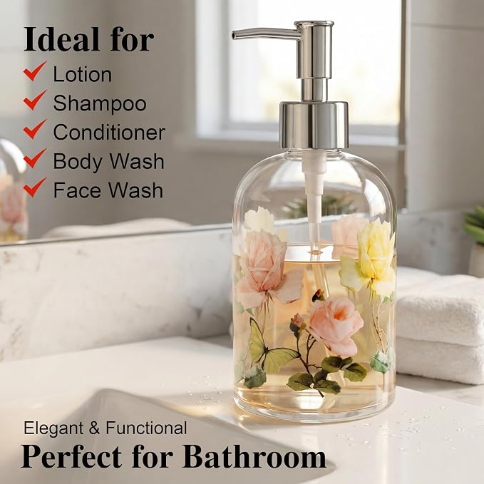 17oz Glass Soap Dispenser with Plastic Pump, 2 Pack Refillable Kitchen Soap - Image 7