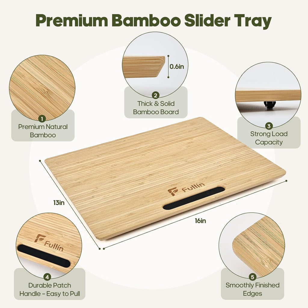 16"W x 13"D Bamboo Appliance Slider Tray for Coffee Maker air fryer