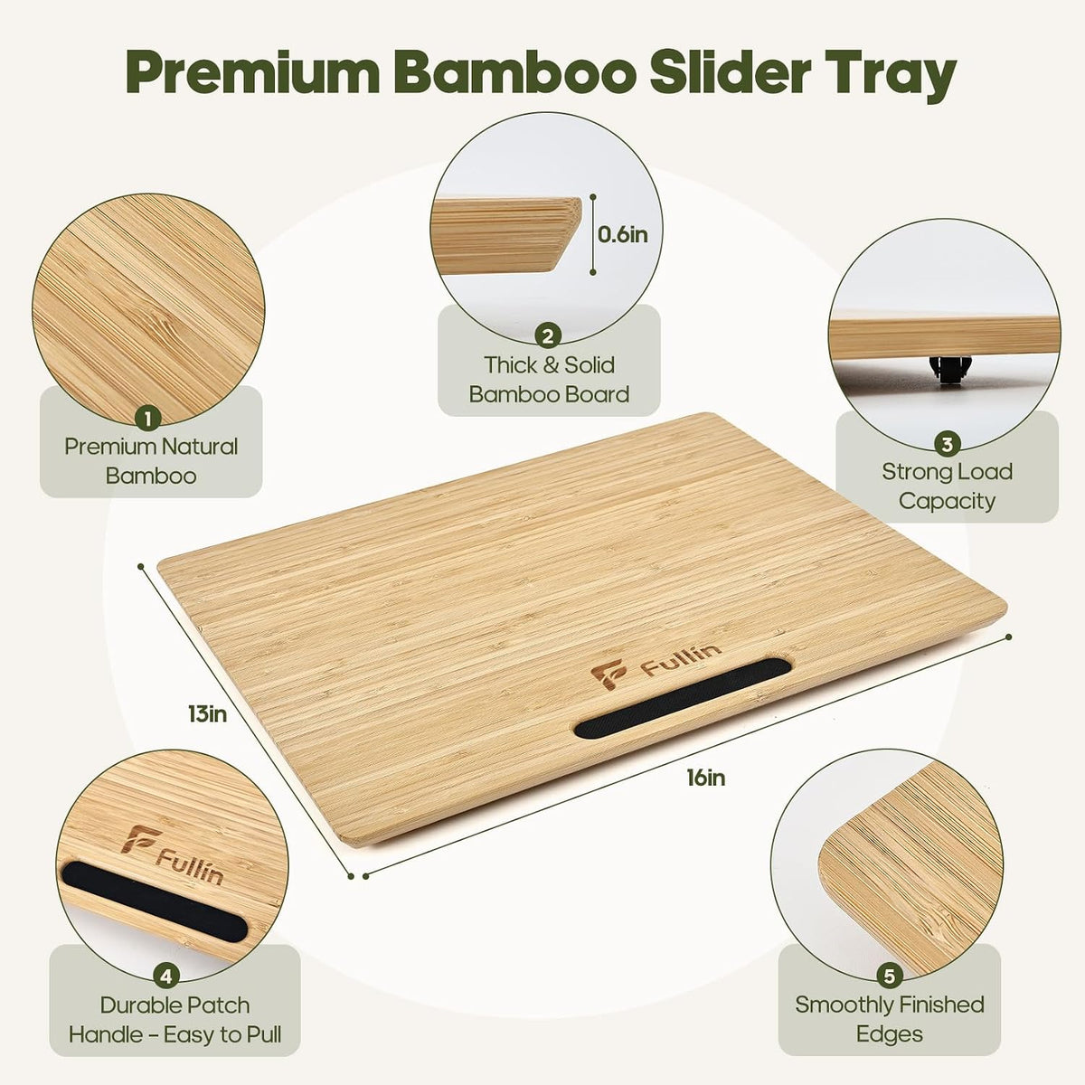 16"W x 13"D Bamboo Appliance Slider Tray for Coffee Maker air fryer