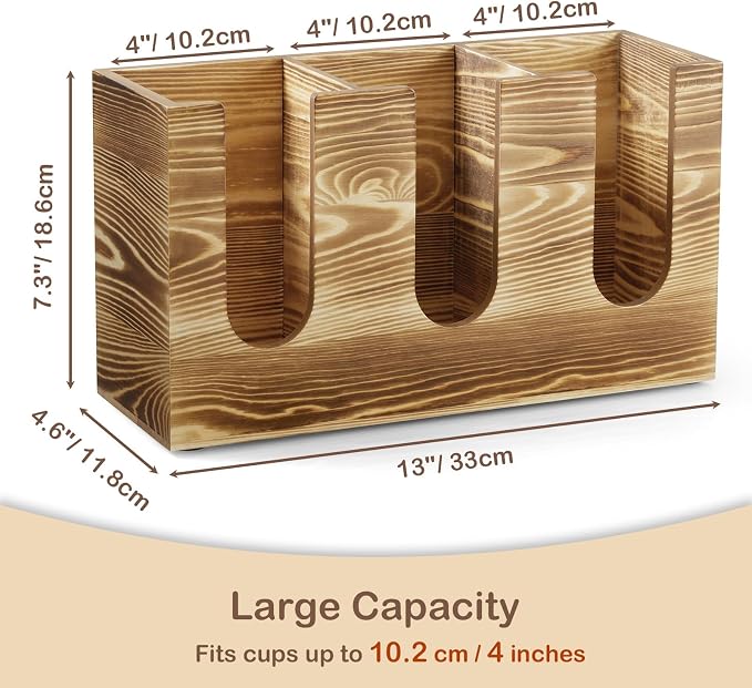 Wooden Coffee Cup and Lid Organizer - Image 3