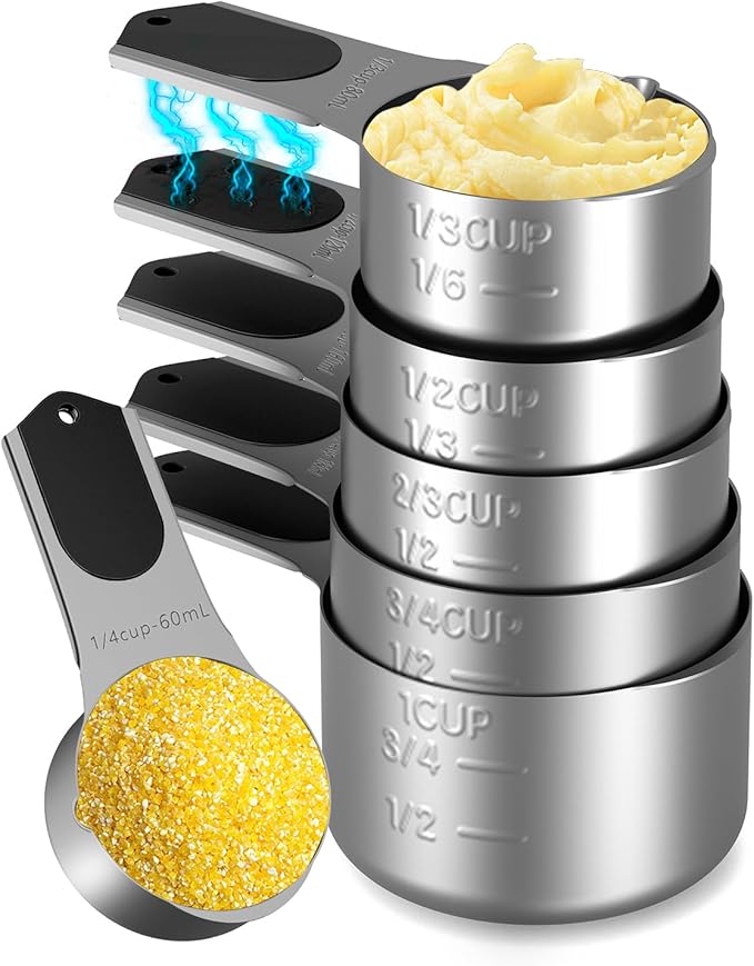 Stianless Steel Magnetic Measuring Cups, Kitchen Aid Cups Measuring set by Unknown