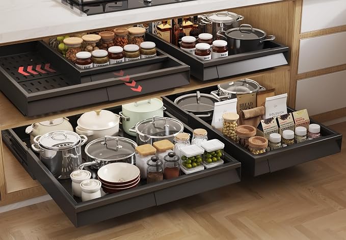 Seinloes 4 Pack Pull Out Cabinet Organizer by Seinloes