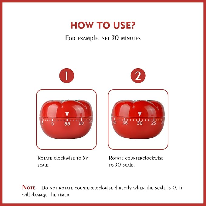 Jayron JR-WG017 Kitchen Cooking Timer Tomato Cartoon Mechanical Countdown Hour - Image 2