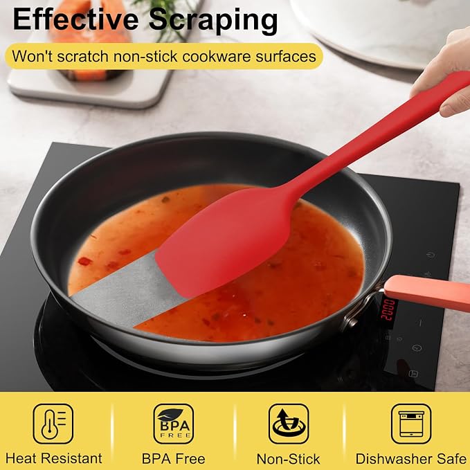 4 Pcs Silicone Spoon Spatula Set, 11.4 In, Food Grade Rubber Spatulas - Image 5