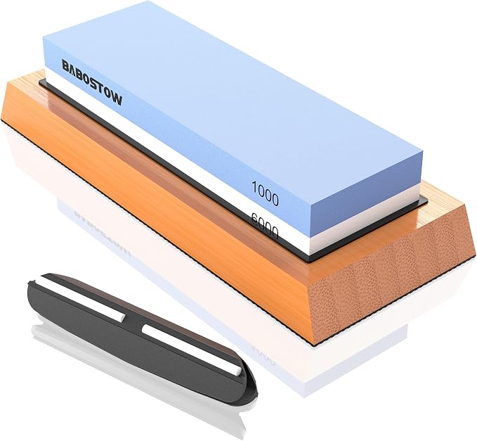 Premium Whetstone Knife Sharpening Stone 2 Side Grit 1000/6000 Waterstone- by BABOSTOW