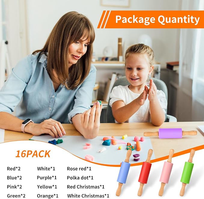 Mini Silicone Rolling Pin for Kids, Non-stick Surface Wood Handle, 9 Inch 16 - Image 6