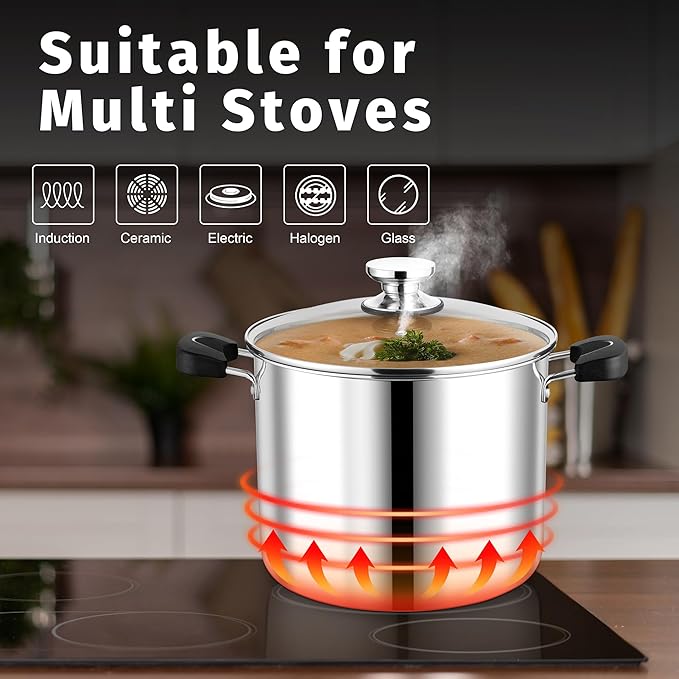 12 Quart 3-Ply Cooking Stock Pot - Image 7