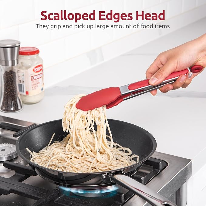 600ºF Heat Resistant Kitchen Tongs: U-Taste 9 inch Silicone Cooking Tong - Image 4