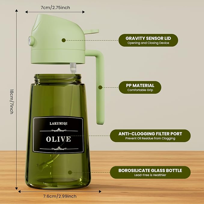 LAKUMIQI 2 in 1 Oil Sprayer for Cooking, 16oz Olive Oil Dispenser Bottle for - Image 6