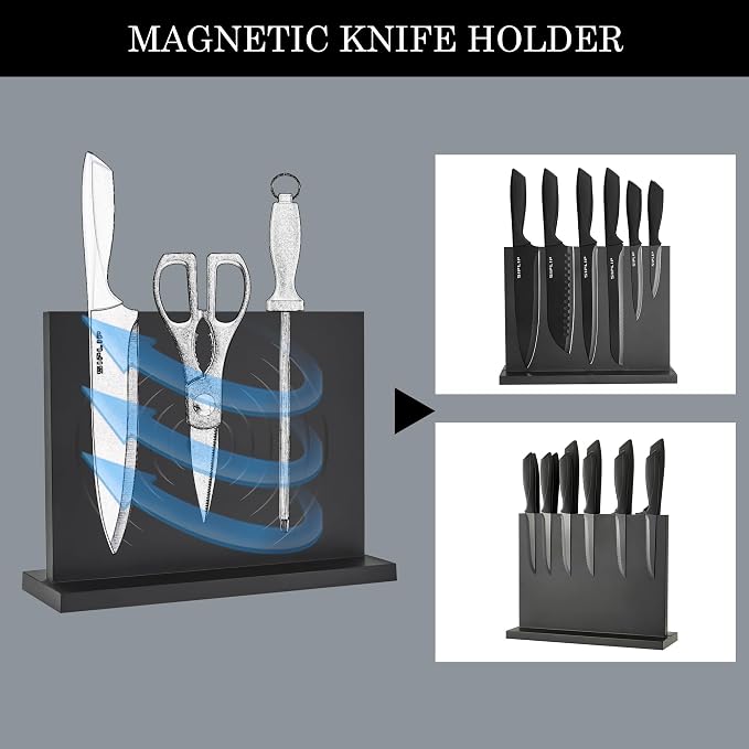 Kitchen knife set with Magnetic knife holder, 15 pieces high carbon stainless - Image 5