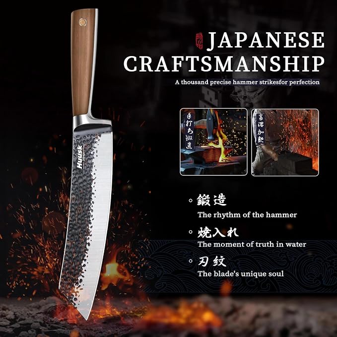 Huusk Butcher Knife 8.5 Inch Meat Cleaver Knife Japanese Vegetable Cleaver High - Image 3