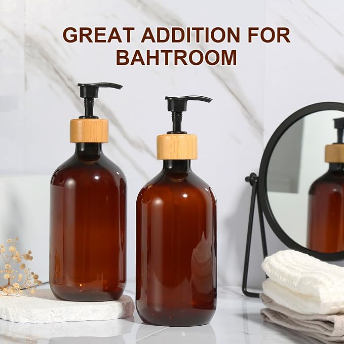 KASUNTING Amber Soap Dispenser Plastic, 17 Fl Oz Hand and Dish Dispenser Set - Image 6