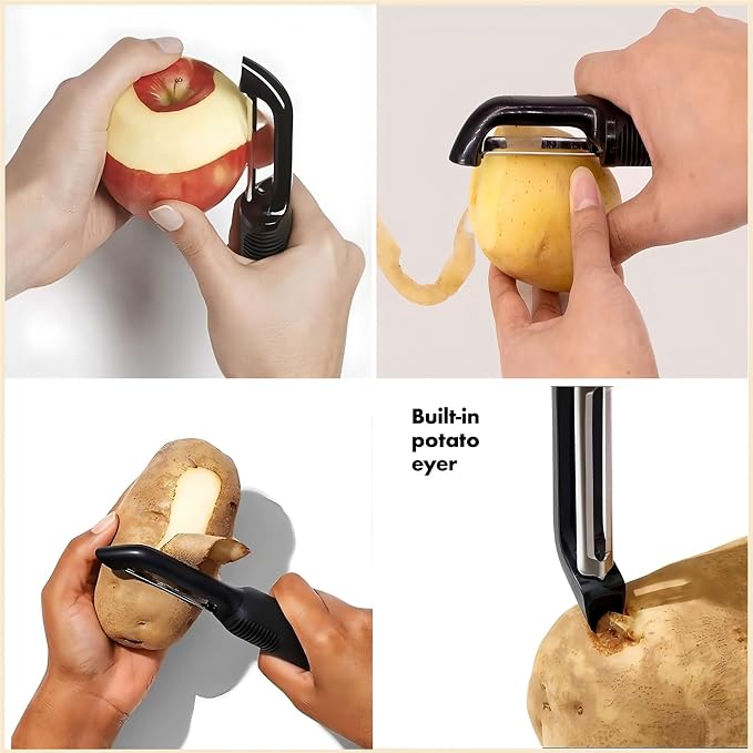 Swivel Vegetable Peeler with Non-Slip Ergonomic Handle, Rust-Proof Steel Blades - Image 7