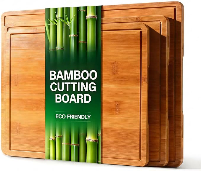 Zarler Bamboo Cutting Boards for Kitchen, 3 Piece Durable Wood Cutting Board by ZarlerOfficial