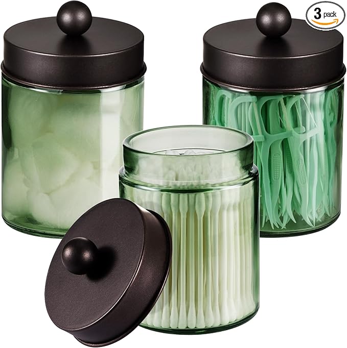 3 Pack Apothecary Jar Canisters Bathroom Vanity Organizer by Komashr