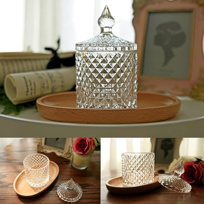 2 Pack Qtip Holder Thick Glass Apothecary Jars - Image 2