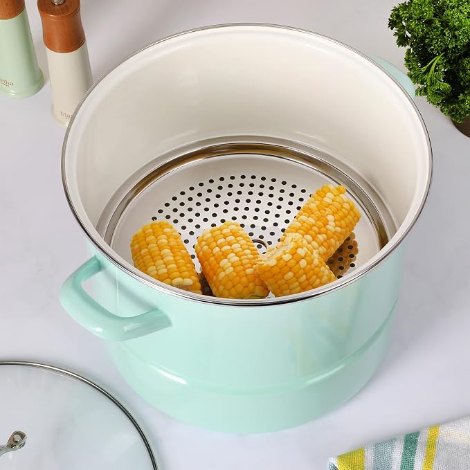 Martha Stewart Thayer 16-Quart Enamel On Steel Scratch Resistant Steamer Stock - Image 6