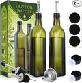 AOZITA [2 PACK 17 oz Glass Olive Oil Dispenser Bottle Set - 500ml Dark Green by AOZITA